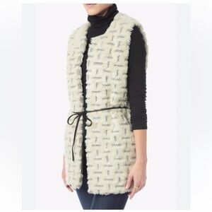 7 FOR ALL MANKIND CHECKERED FAUX FUR VEST IN WHITE/BLACK -m/l